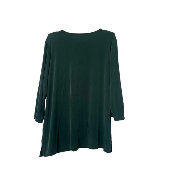 Susan Graver Dark Green Liquid Knit Blouse - Size XL - Picture 4 of 6